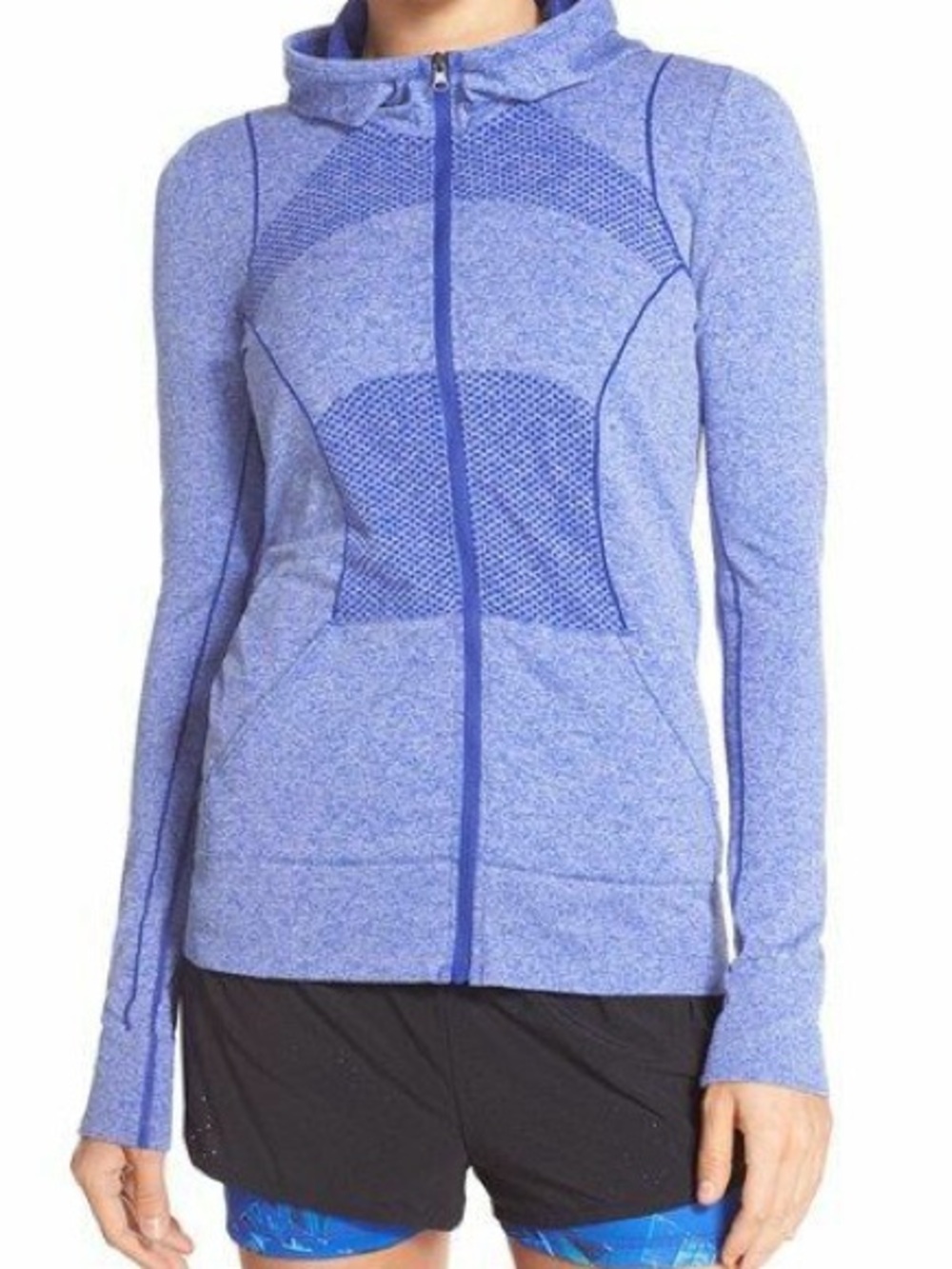 Zella Women's Dharma Full Zip Hooded Lightweight Jacket, Blue, Size S